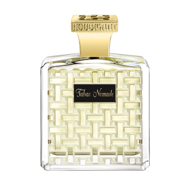 Houbigant - La Collection Orientale - Tabac Nomade zeigt Flakon mit gewebtem reliefartigem Muster und goldenem Verschluss