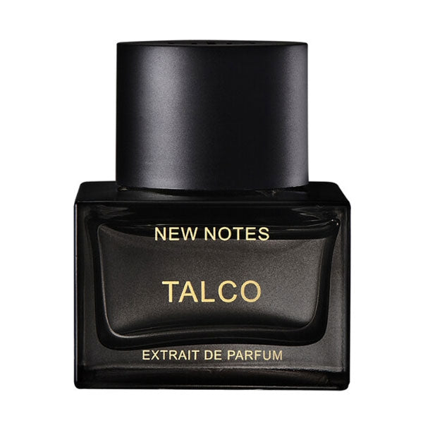 New Notes - Contemporary Blend Collection - Talco Parfumflakon in elegantem schwarzem Design mit mattiertem Verschluss vor weißem Hintergrund