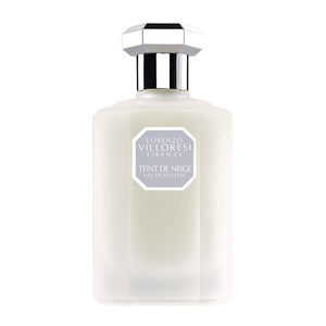 Lorenzo Villoresi Teint de Neige Eau de Toilette with elegant faceted silver cap and frosted white bottle design
