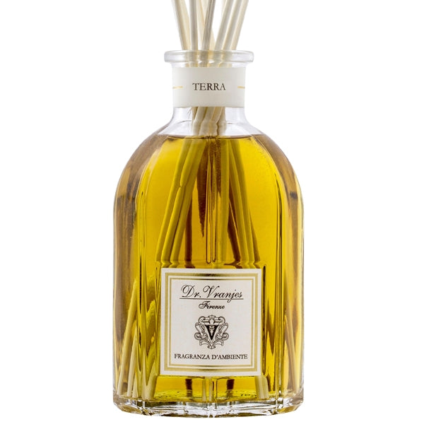 Dr. Vranjes Firenze - Terra - Diffusor mit warmen Holz- und Kräuternoten in edler Glasflasche mit Duftstäbchen