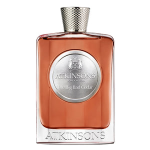 Atkinsons 1799 - The Big Bad Cedar eleganter bernsteinfarbener Flakon mit silbernem Emblem und strukturiertem Verschluss