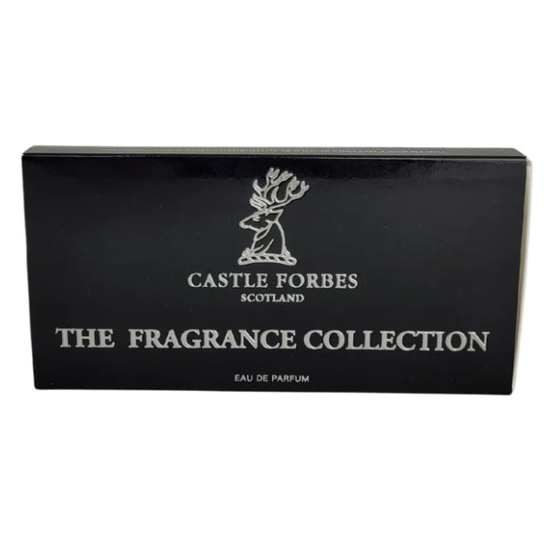 Castle Forbes - Discovery Set elegante schwarze Verpackung mit Markenlogo und Schriftzug The Fragrance Collection