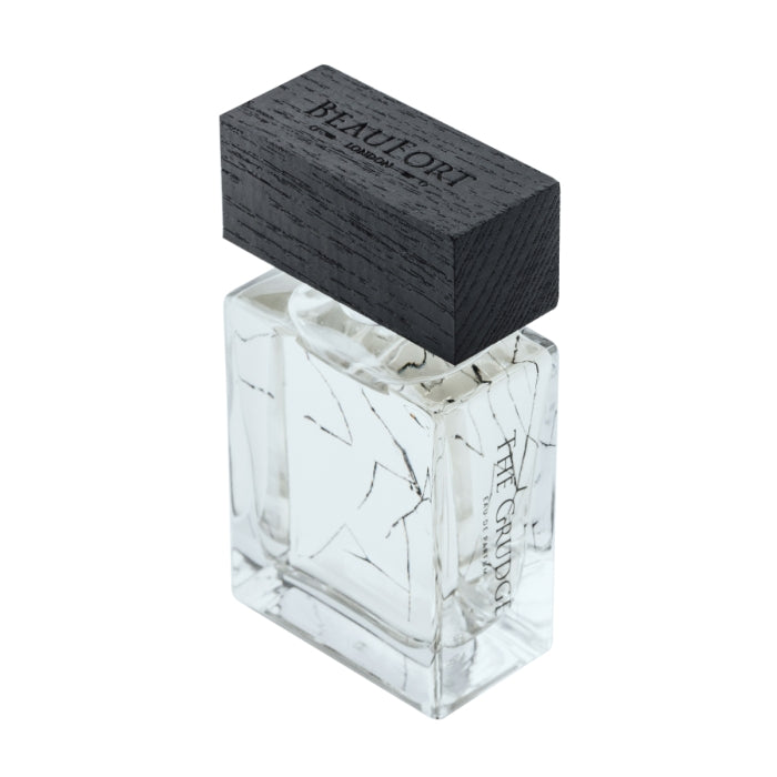 BeauFort London - Force Majeure - The Grudge Parfumflakon mit klarem Glas und schwarzem Holzdeckel in elegantem Design