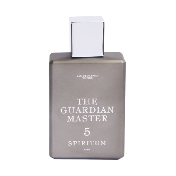 Spiritum - 5 - The Guardian Master Parfumflakon in mattem Grau mit weißem Verschluss vor weißem Hintergrund