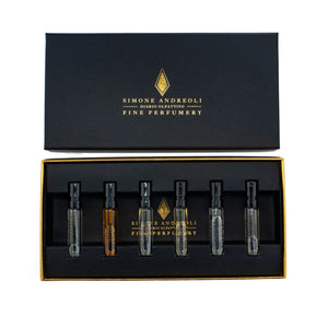 Simone Andreoli - The Icons - Discovery Kit mit sechs eleganten Duftproben in stilvoller schwarzer und goldener Verpackung