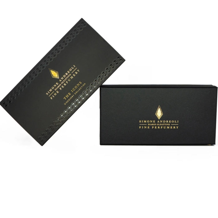 Simone Andreoli - The Icons - Discovery Kit mit elegantem schwarzen Etui und goldfarbenem Logo für exklusive Duftproben