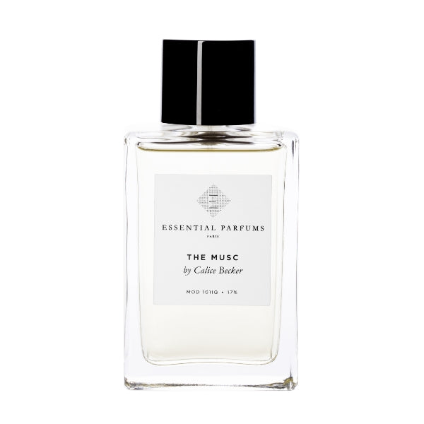 Essential Parfums - The Musc klarer Flakon mit schwarzem Deckel und dezentem Etikett vor weißem Hintergrund