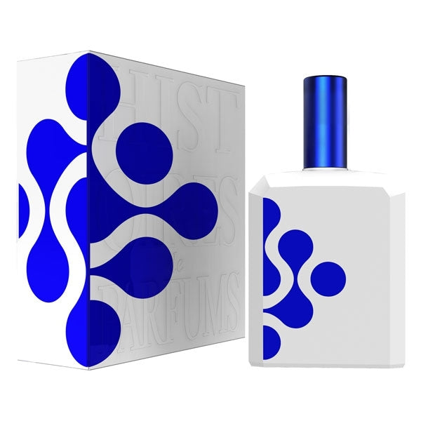 Histoires de Parfums - This is not a Blue Bottle 1.5 weißer Flakon mit blauem abstraktem Design und passender Verpackung