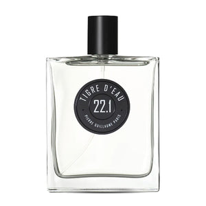 Pierre Guillaume - Tigre d'Eau No.22.1 Parfumflakon mit klarer Glasflasche und schwarzem Verschluss vor weißem Hintergrund