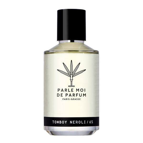 Parle Moi de Parfum - Tomboy Neroli / 65 klarer Flakon mit schwarzem Verschluss vor weißem Hintergrund