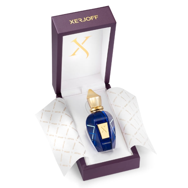 Xerjoff - Join The Club - Torino 23 edler blauer Flakon mit goldenem Verschluss in violetter Geschenkbox mit Logo