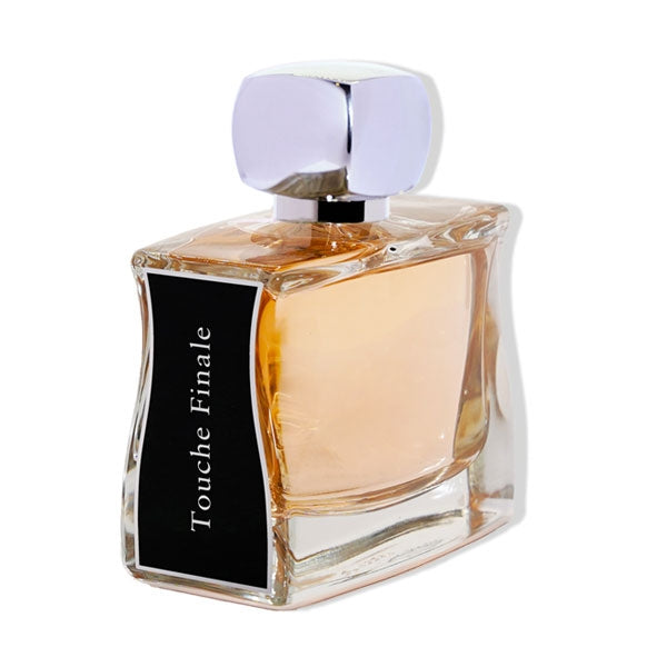 Jovoy - Touche Finale Parfumflakon mit klarem Glas, elegant geschwungener Form und silbernem Verschluss vor weißem Hintergrund