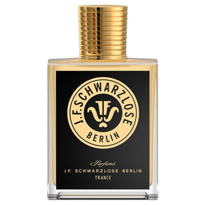 J. F. Schwarzlose Berlin - Trance Flakon mit goldfarbenem Verschluss und schwarzem Label in anspruchsvollem Design