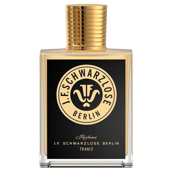 J. F. Schwarzlose Berlin - Trance Flakon mit goldfarbenem Verschluss und schwarzem Label in anspruchsvollem Design