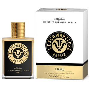 J. F. Schwarzlose Berlin - Trance Flakon mit goldenem Verschluss und elegantem schwarzem Label im klassischen Design
