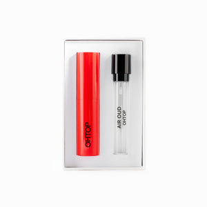 OHTOP - Air Oud Set mit rotem Reisezerstäuber und klarem Nachfüllflakon für intensiven Oud-Duftgenuss