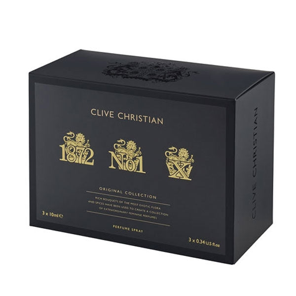 Clive Christian - Traveller Set for Men elegante schwarze Box mit goldfarbenem Schriftzug und drei Parfums je 10 ml