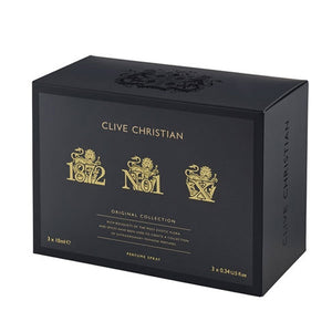 Clive Christian - Traveller Set for Men elegante schwarze Box mit goldfarbenem Schriftzug und drei Parfums je 10 ml