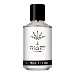 Parle Moi de Parfum - Une Tonne de Roses / 8 klarer Flakon mit schwarzem Verschluss vor weißem Hintergrund