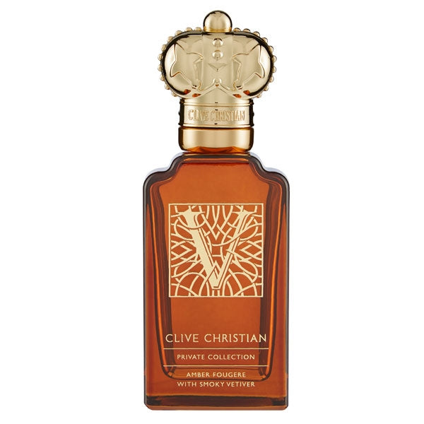 Clive Christian - V - Amber Fougere elegant gestalteter bernsteinfarbener Flakon mit goldenem Kronendeckel luxuriöser Duft