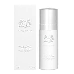 Parfums de Marly - Valaya - Hair Mist in schlichter weißer Flasche mit silbernem Deckel und eleganter Verpackung
