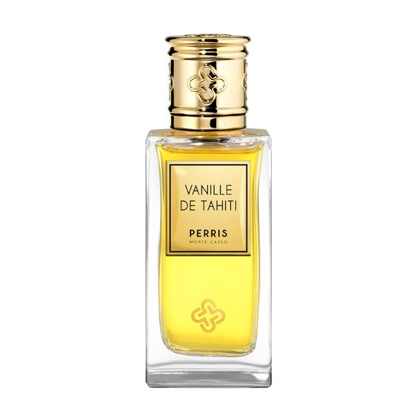 Perris Monte Carlo - Vanille de Tahiti - Extrait de Parfum zeigt klaren Flakon mit goldenem Verschluss und warmem Vanilleton