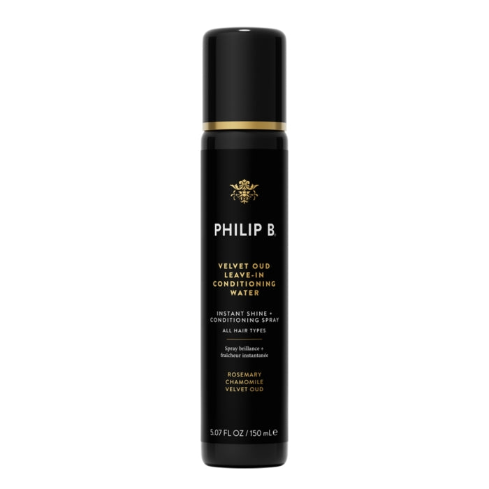 Philip B - Velvet Oud Leave-In Conditioning Water in eleganter schwarzer Flasche für glänzendes, geschmeidiges Haarpflege-Spray