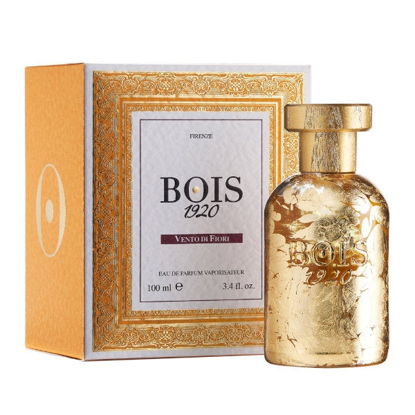 Bois 1920 - Vento di Fiori Parfumflakon in goldener Optik mit edlem, floralem Design und luxuriöser Verpackung