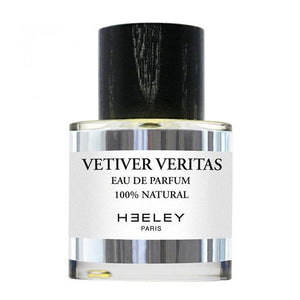 Heeley - Vetiver Veritas Parfumflakon mit klarem Glas und elegantem schwarzem Holzdeckel minimalistisch gestaltet