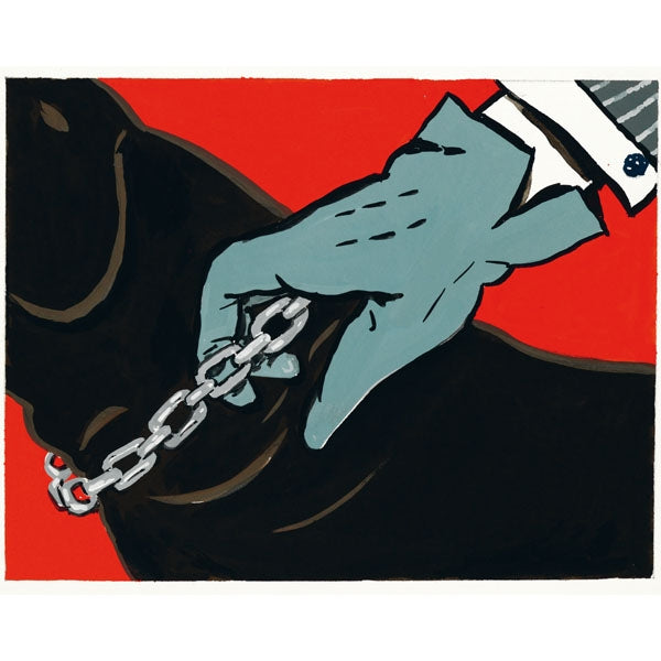 Frédéric Malle - Vétiver Extraordinaire stilisierte Illustration einer Hand mit Kette vor rotem Hintergrund