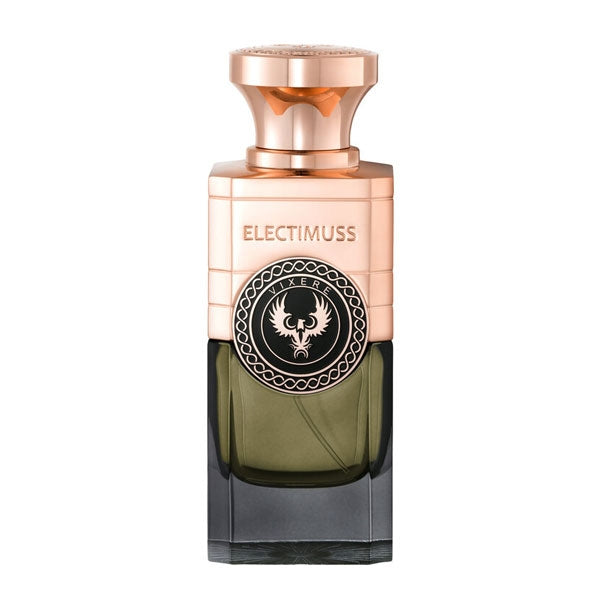 Electimuss - Vixere Flakon mit kupferfarbenem Verschluss und grün-schwarzem Glas in markanter, eleganter Formgebung