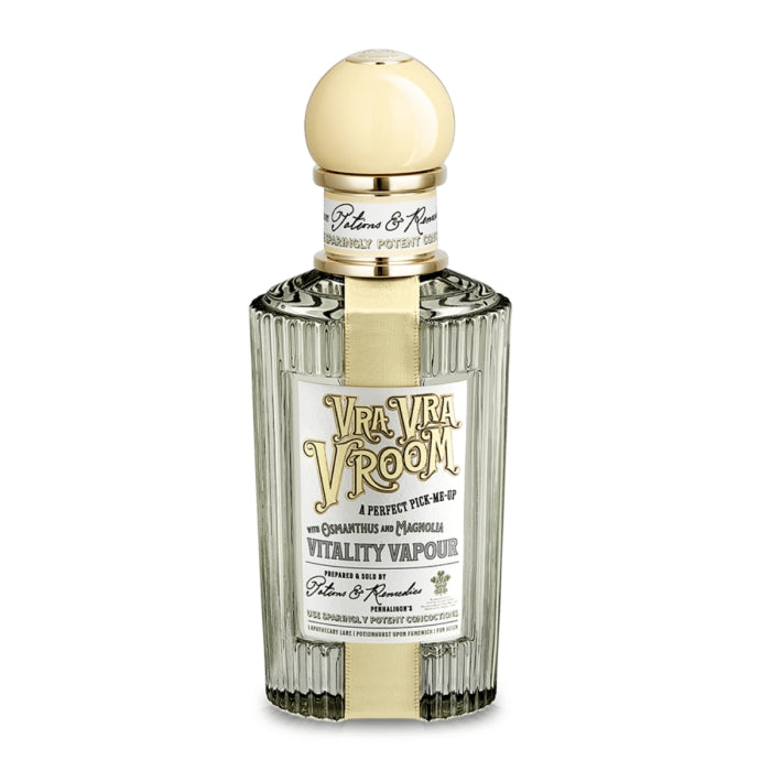 Penhaligon's - Potions & Remedies - Vra Vra Vroom Flakon mit cremefarbenem Deckel und elegantem vintage Etikett in hellem Design