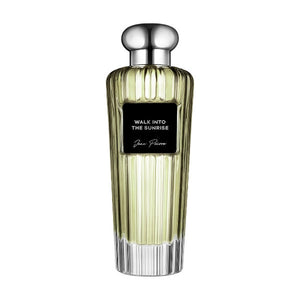 Jean Poivre - Walk into the Sunrise Parfumflakon mit zart grünem, geriffeltem Glas und rundem silberfarbenem Verschluss elegant präsentiert