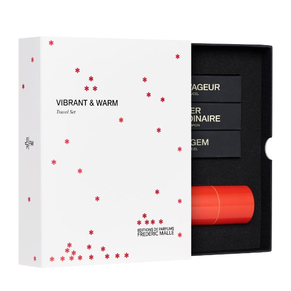 Frédéric Malle - Vibrant & Warm Coffret mit drei Düften und rotem Bakelit Travel Spray Case in edler Geschenkbox