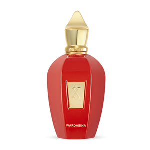 Xerjoff - Vibe - Wardasina Parfumflakon in leuchtendem Rot mit goldfarbenem Verschluss und markantem Emblem