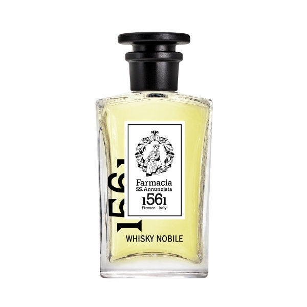 Farmacia SS. Annunziata - Whisky Nobile Parfumflakon mit bernsteinfarbener Flüssigkeit und schlichtem schwarzem Verschluss