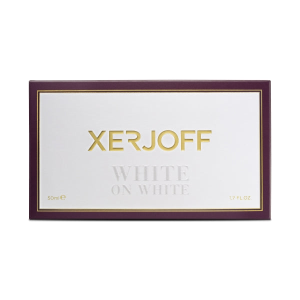 Xerjoff - Spotlight - White on White elegante Geschenkbox in Weiß mit goldfarbenem Schriftzug und dunkelrotem Rahmen