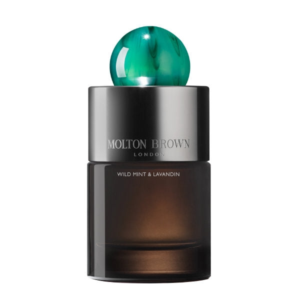 Molton Brown - Wild Mint & Lavandin - Eau de Parfum mit dunkelbraunem Flakon und markantem grünen Rundverschluss