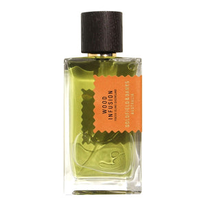 Goldfield & Banks - Native Collection - Wood Infusion Parfumflakon mit grünlich-gelber Flüssigkeit und dunkelbraunem Holzverschluss