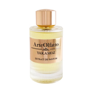 ArteOlfatto - Yakamoz Parfumflakon mit geriffeltem Glas und goldenem Etikett vor weißem Hintergrund