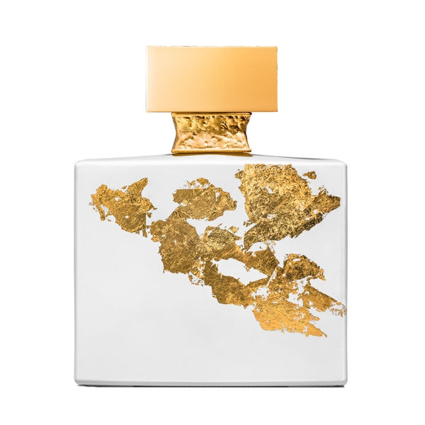 Micallef - Ylang in Gold exklusiver weißer Flakon mit goldener Verzierung und markantem goldfarbenem Verschluss