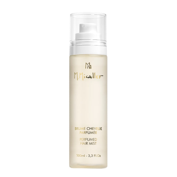 Micallef - Ylang - Hair Mist als eleganter, transparenter Sprühflakon mit goldener Schrift auf weißem Hintergrund