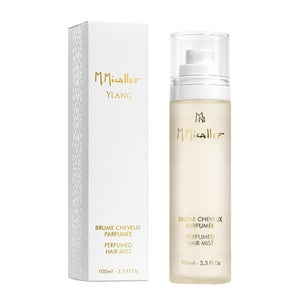 Micallef - Ylang - Hair Mist als eleganter, milchiger Sprayflakon mit goldener Schrift und passender Verpackung vor weißem Hintergrund