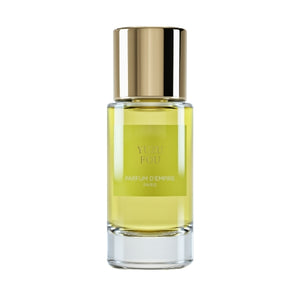 Parfum d'Empire - Yuzu Fou Parfumflakon aus klarem Glas mit gelbem Duftöl und glänzendem goldfarbenem Verschluss