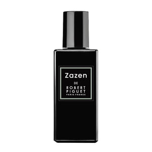 Piguet - Zazen Parfumflakon in schlichtem schwarzem Design mit klarer, moderner Typografie auf Etikett