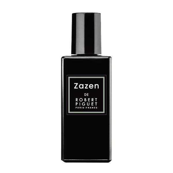 Piguet - Zazen Parfumflakon in schlichtem schwarzem Design mit klarer, moderner Typografie auf Etikett