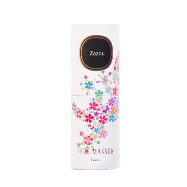 Sabé Masson - Zazou - Solid Soft Perfume Verpackung mit buntem Blumenmuster auf weißem Hintergrund