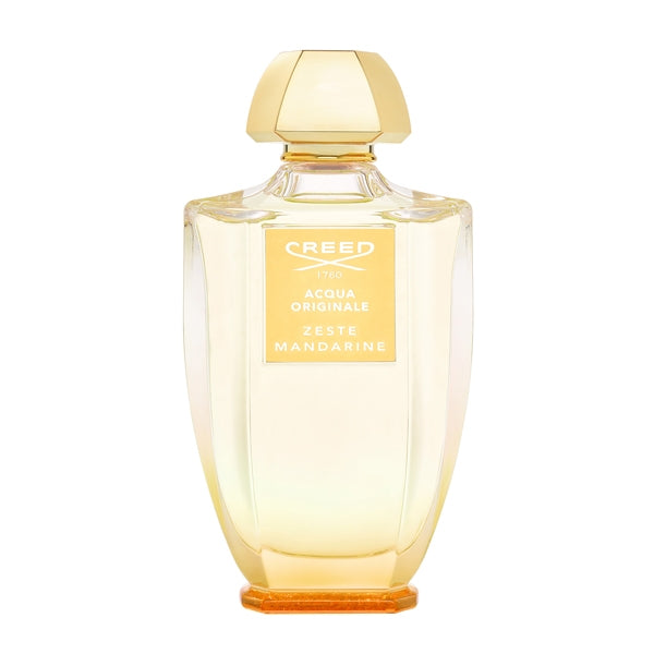 Creed - Acqua Originale - Zeste Mandarine Flakon mit gelblichem Glas und goldenem Verschluss schlicht gestaltet