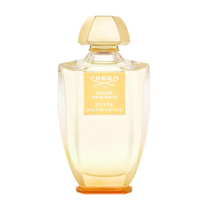 Creed - Acqua Originale - Zeste Mandarine Flakon mit gelblichem Glas und goldenem Verschluss schlicht gestaltet